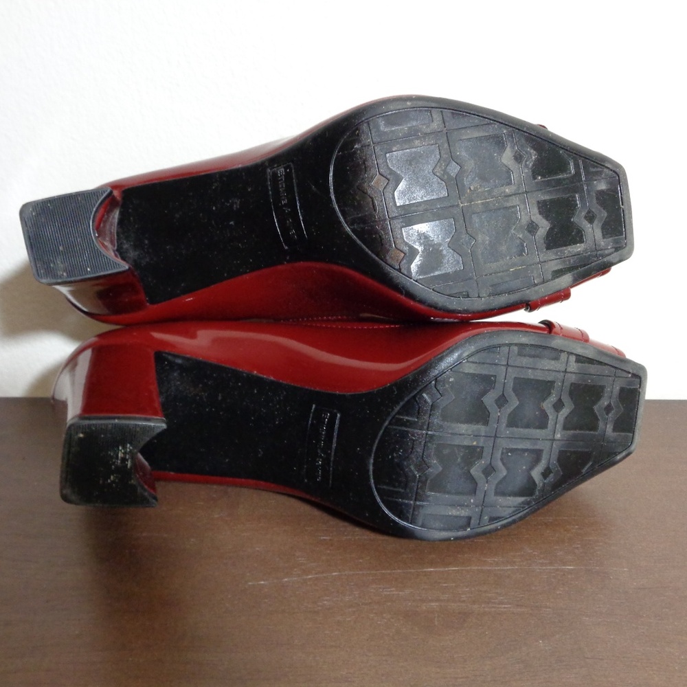 Etienne Aigner Ruby Red Peep Toe Heels Size 7m - image 6